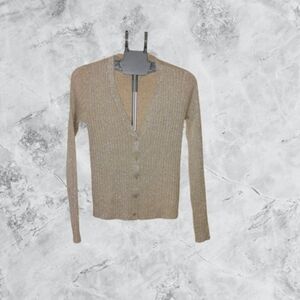 Tan With Shimer Metallic Ribbed Cardigan,Size S,‎ New, No Tags A New Day